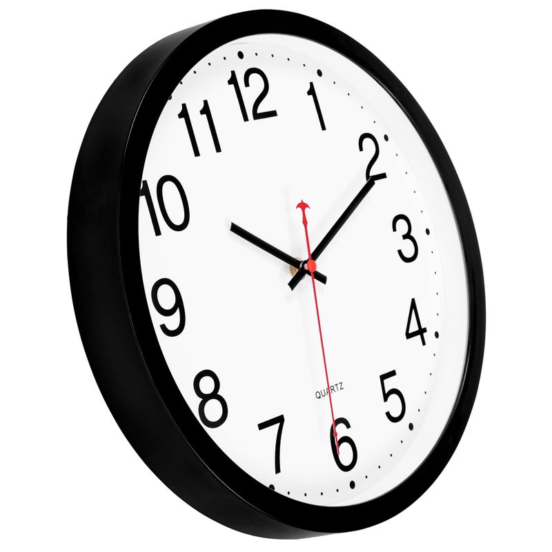 Foxtop Black Wall Clock Silent Non-Ticking 12 Inch Quartz Battery Operated Round Analog Wall Clock for Classroom School Office Living Room Bedroom Home - Image 4